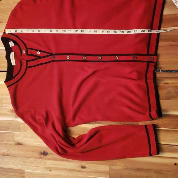 Amanda Smith Red Button Front Cardigan with Black Details - Size XL - Picture 5 of 5